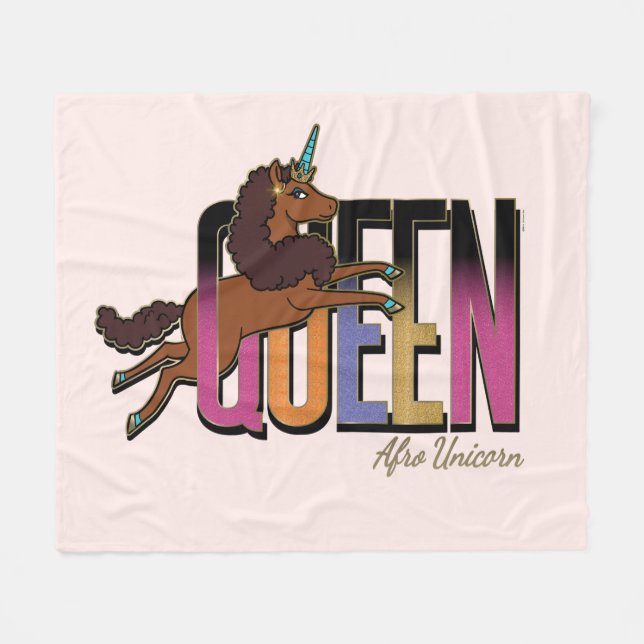 Couverture Polaire Afro Unicorn Queen Design (Devant (Horizontal))