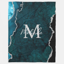 Agate de marbre bleu turquoise et argenté