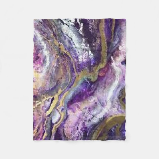 Couverture Polaire Agate en marbre violet et or (Devant)
