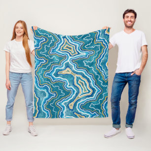 Couverture Polaire Agate graphique en or bleu
