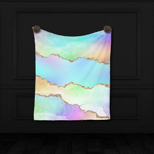 Couverture Polaire Agate Holo   Faux Iridescente Pastel Ombre Marble