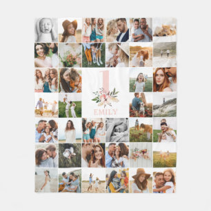 Couverture Polaire âge modifiable mignon fille anniversaire floral