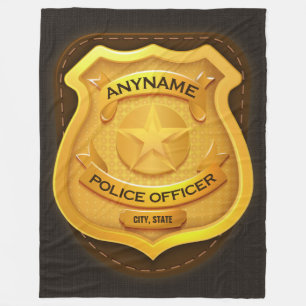 Couverture Polaire Agent de police personnalisé Sheriff Cop NAME Badg
