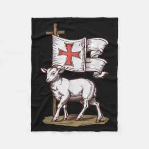 Couverture Polaire Agneau de Dieu symbole chrétien de la foi victoire