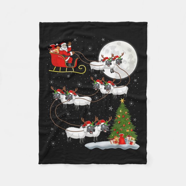 Couverture Polaire Agneaux Mouton Père Noël Sleigh Flying Funny Magiq (Devant)