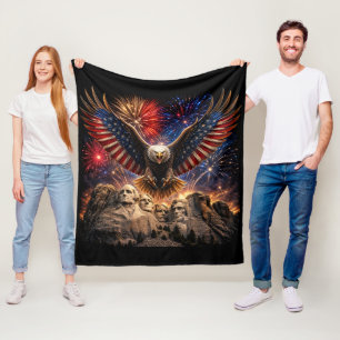 Couverture Polaire Aigle chauve patriotique Mont Rushmore Feux d'arti
