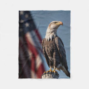 Couverture Polaire Aigle et drapeau américain