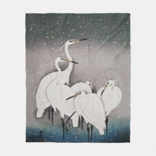 Couverture Polaire Aigrettes japonaises Grues Koson Neige d'hiver