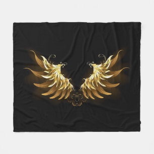 Couverture Polaire Ailes d'Ange d'or sur arrière - plan noir