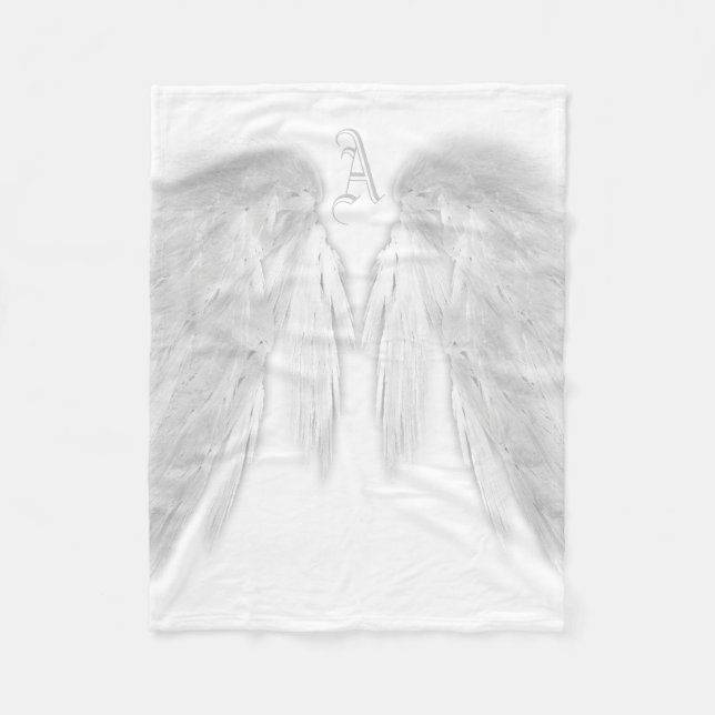Couverture Polaire AILES D'ANGE Monogramme Blanc (Devant)