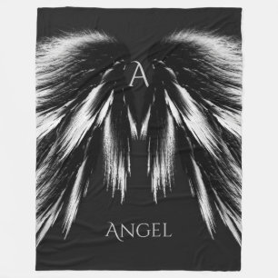 Couverture Polaire AILES D'ANGE Monogramme Gris Noir