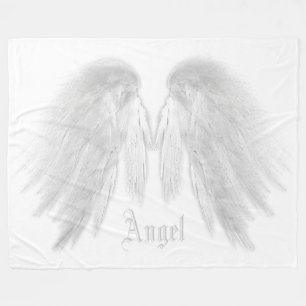 Couverture Polaire AILES D'ANGE Nom Personnalisé Gris Blanc