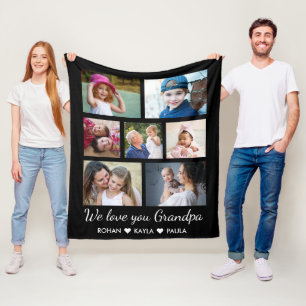 Couverture Polaire Aimez-vous Grand-père Grandkids 7 Photo Collage no
