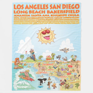 Couverture Polaire Ainsi California Cities and Beaches Fleece Blanket