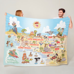 Couverture Polaire Ainsi California Cities & Beaches Fleece Blanket