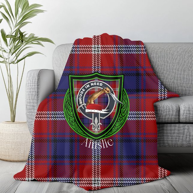 Couverture Polaire Ainslie Scottish Clan Tartan & Crest (Créateur téléchargé)