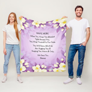 Couverture Polaire Ajouter des noms Log Envelopper Hug Purple Floral
