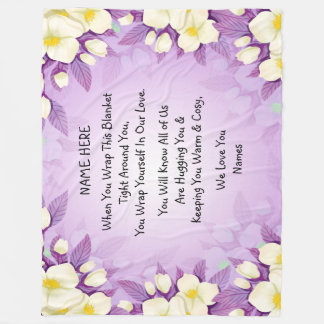 Couverture Polaire Ajouter des noms Log Envelopper Hug Purple Floral 