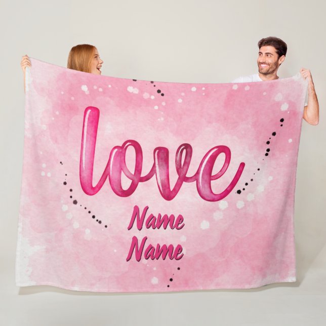 Couverture Polaire Ajouter des noms LOVE Word Cloud rose Valentines J (En situation)