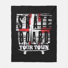 Couverture Polaire Ajouter le skateboard de ville en noir blanc