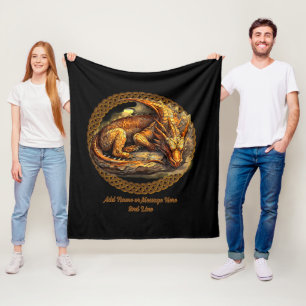 Couverture Polaire Ajouter le texte du nom, Reposer le dragon Brown