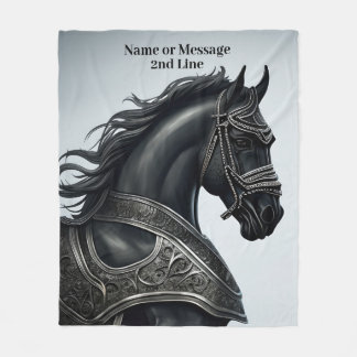 Couverture Polaire Ajouter un message de nom, Cheval Noir Fort avec A