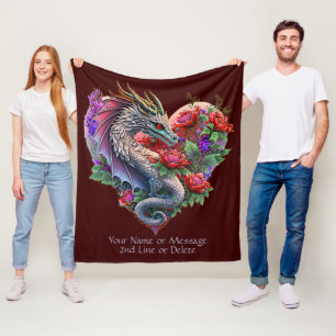Couverture Polaire Ajouter un message de nom, Dragon de Coeur & Fleur