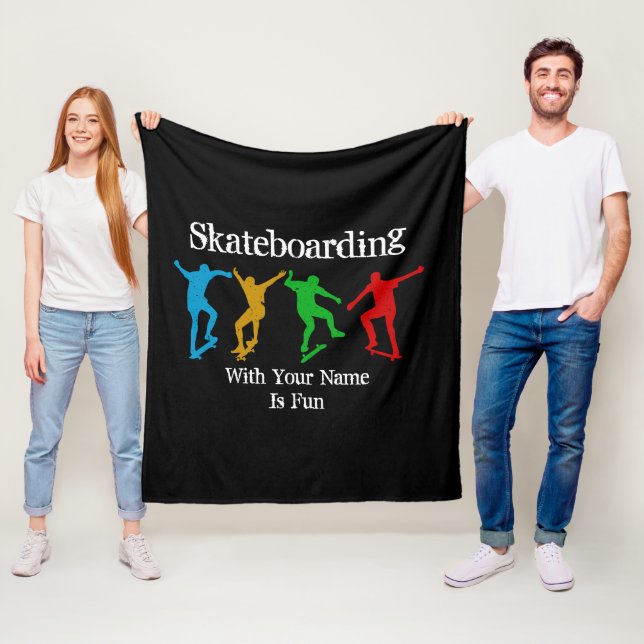 Couverture Polaire Ajouter un nom Changer tous le texte Skateboard Fi (En situation)