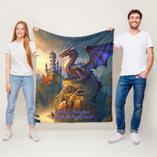 Couverture Polaire Ajouter un nom, Golden Blue Purple Dragon au couch
