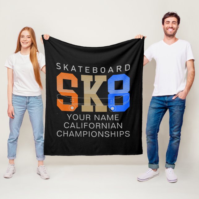 Couverture Polaire Ajouter un nom Modifier le texte SK8 Skateboard Ch (En situation)