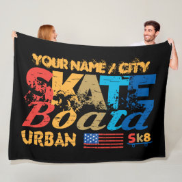Couverture Polaire Ajouter un nom Ville Texte Patinage Urban SK8 Dist