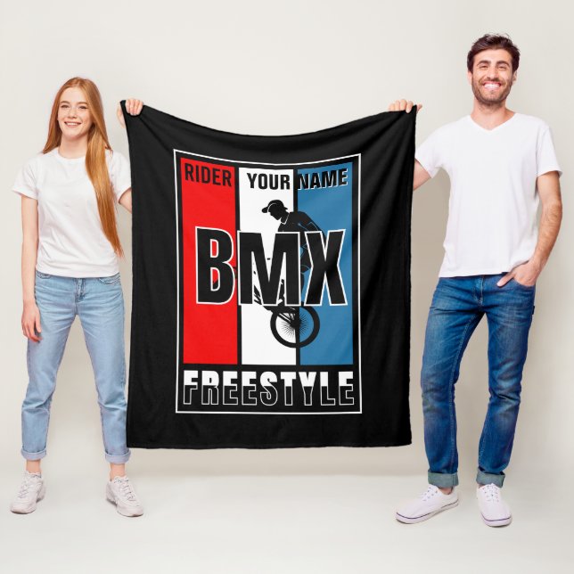 Couverture Polaire Ajouter Votre Nom BMX Freestyle Rider Sweat - shir (En situation)