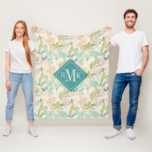 Couverture Polaire Ajoutez votre motif floral moderne du monogramme