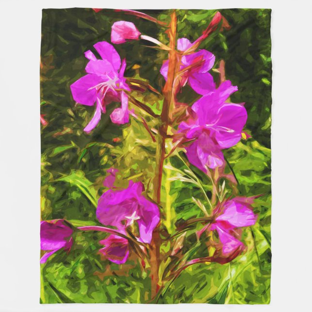 Couverture Polaire Alaskan Fireweed Fleur sauvage rose Abstrait (Devant)