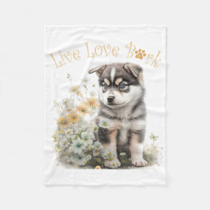 Couverture Polaire Alaskan Malamute Chien Maman Floral