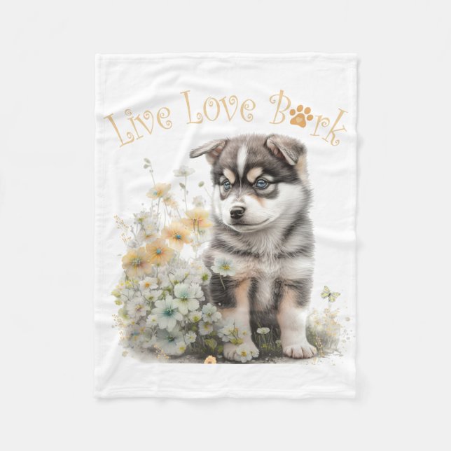 Couverture Polaire Alaskan Malamute Chien Maman Floral (Devant)