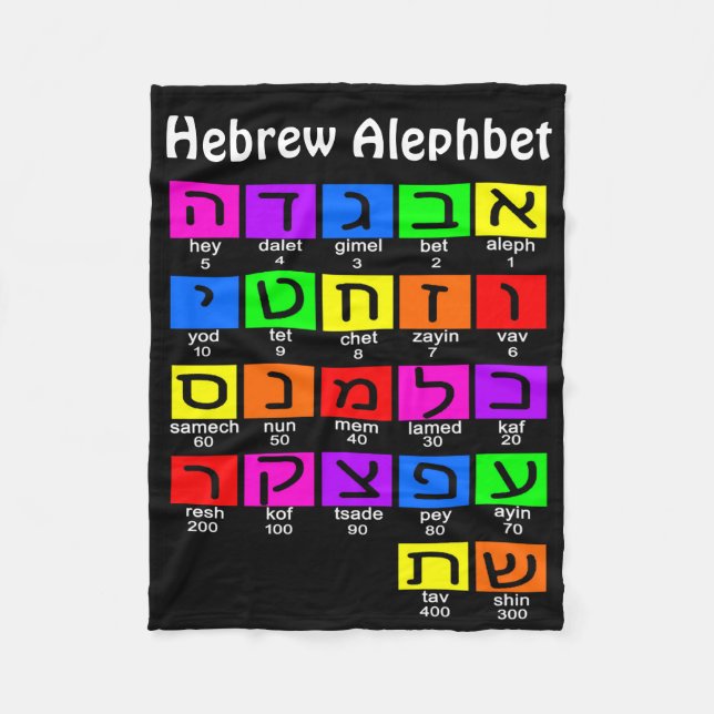 Couverture Polaire Alephbet hébreu (Devant)