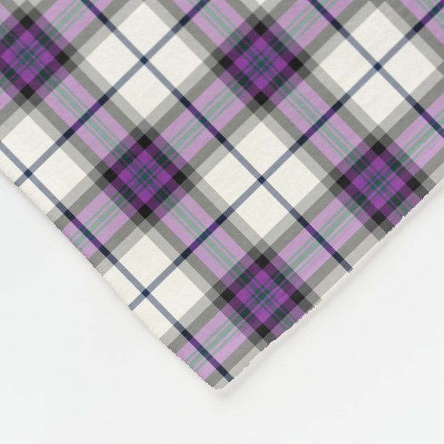 Couverture Polaire Alexandre de Menstry Tartan, plaid blanc et violet (Coin)