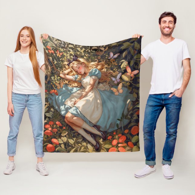 Couverture Polaire Alice classique rêve de Wonderland (En situation)