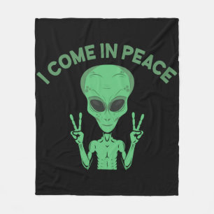 Couverture Polaire Alien Vert Je Viens En Paix OVNI Extraterrestre