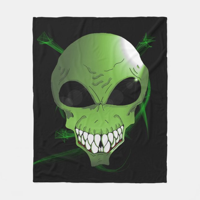 Couverture polaire Alien verte personnalisée (Devant)