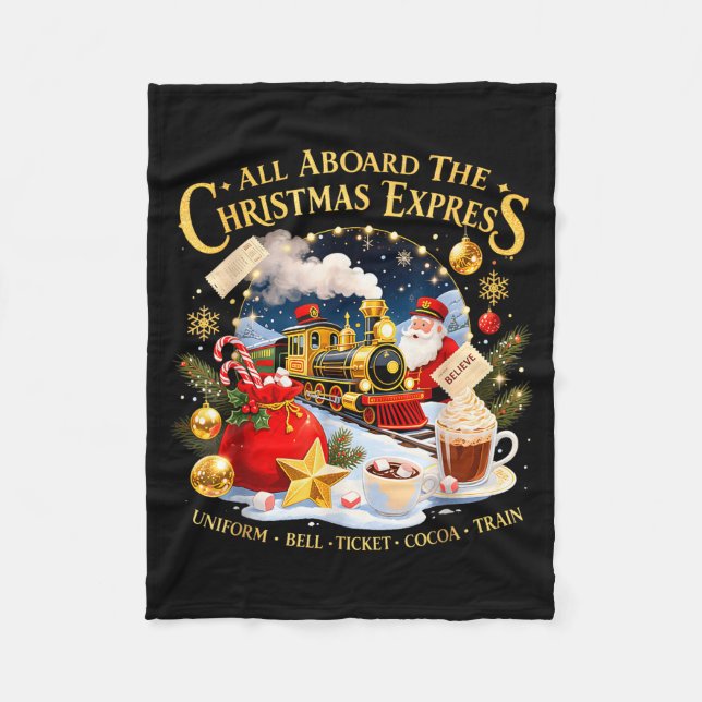 Couverture Polaire All Aboard The Christmas Express Train Santa Holid (Devant)