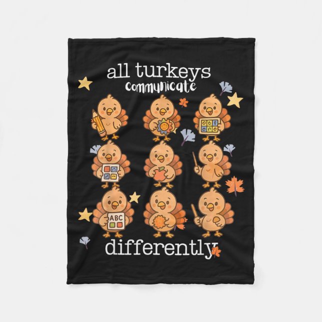 Couverture Polaire All Turkeys Communicate Differently Thanksgiving A (Devant)