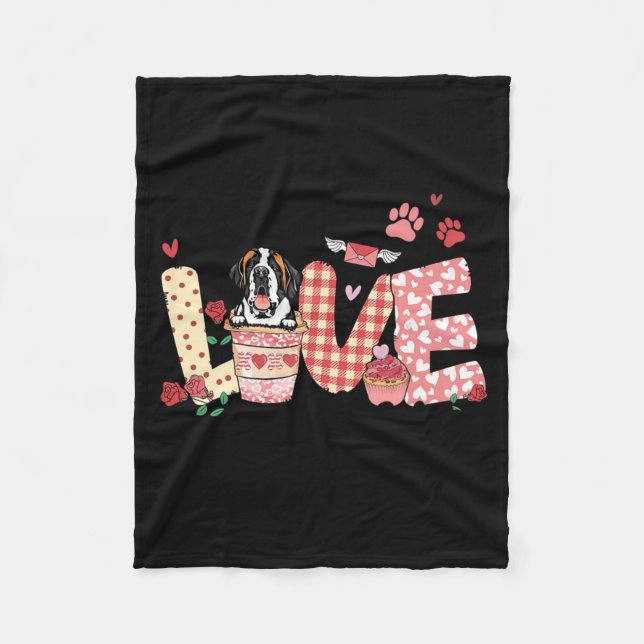 Couverture Polaire All You Need Is Love Saint Bernard And Coffee Vale (Devant)