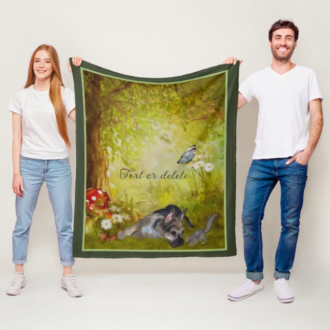 Couverture Polaire Allemand Berger Chien Imaginaire Chien Art Personn (En situation)