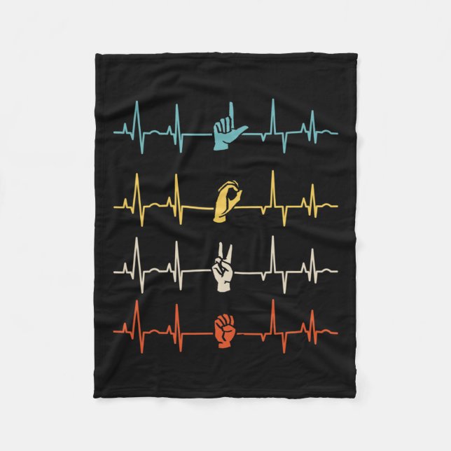 Couverture Polaire Alphabet American Sing Langue Asl Enseignant Coeur (Devant)
