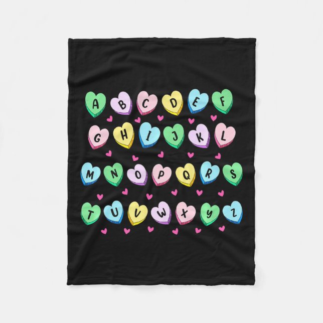 Couverture Polaire Alphabet Candy Heart Love Valentines Day Teacher  (Devant)