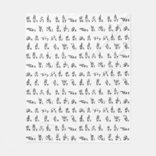 Couverture Polaire Alphabet de langue des signes américaine en noir