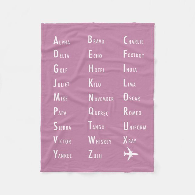 Couverture Polaire Alphabet phonétique Girls Aviation Fleece Blanket (Devant)