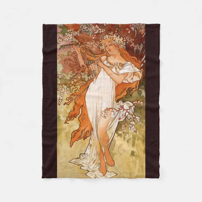 Couverture Polaire Alphonse Mucha, Quatre Saisons, Printemps (Devant)